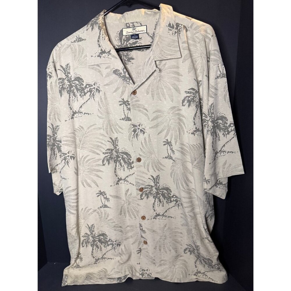 Tommy Bahama Mens 100% Silk Palm AOP Button Shirt Mens L